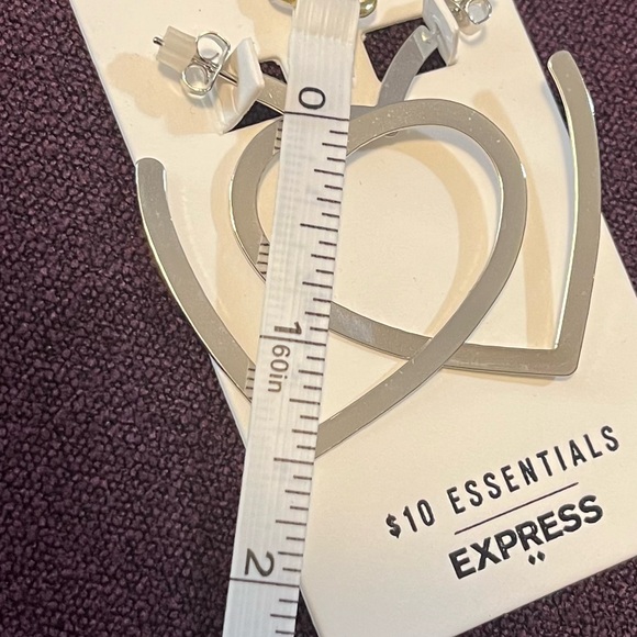 Express Silver Heart Hoop Earrings - New With Tags - Picture 7 of 7